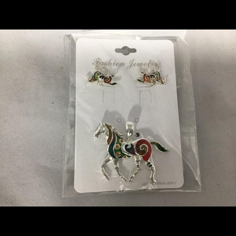 Equestrian necklace and earrings